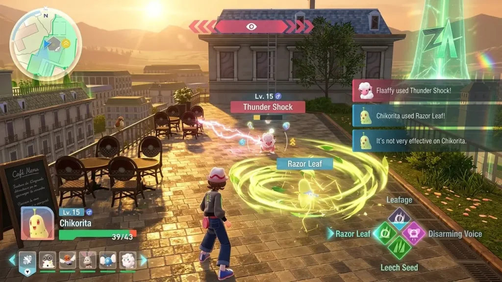 Pokémon Legends Z-A Switch NSP Chikorita battle gameplay