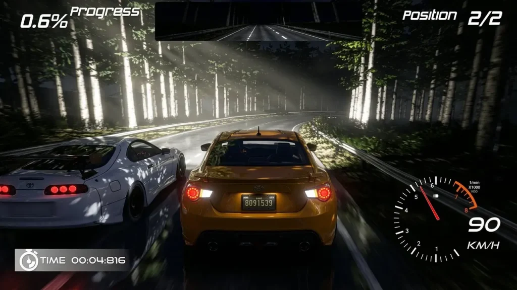 Project Drift Japan Challenge Switch NSP Toyota GT86 racing Supra at night on forest touge road in Project Drift Japan Challenge